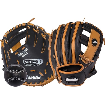 Franklin Sports Franklin RTP Black/Tan PVC Right-handed T-Ball Fielding Glove 9.5 in. 1 pk 4809TBS